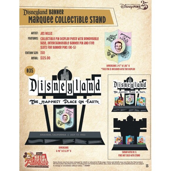 Disney Niftie Fifties Flashback Pin Event Marquee Collectible Stand LE 150 w/ fu - Picture 2 of 6